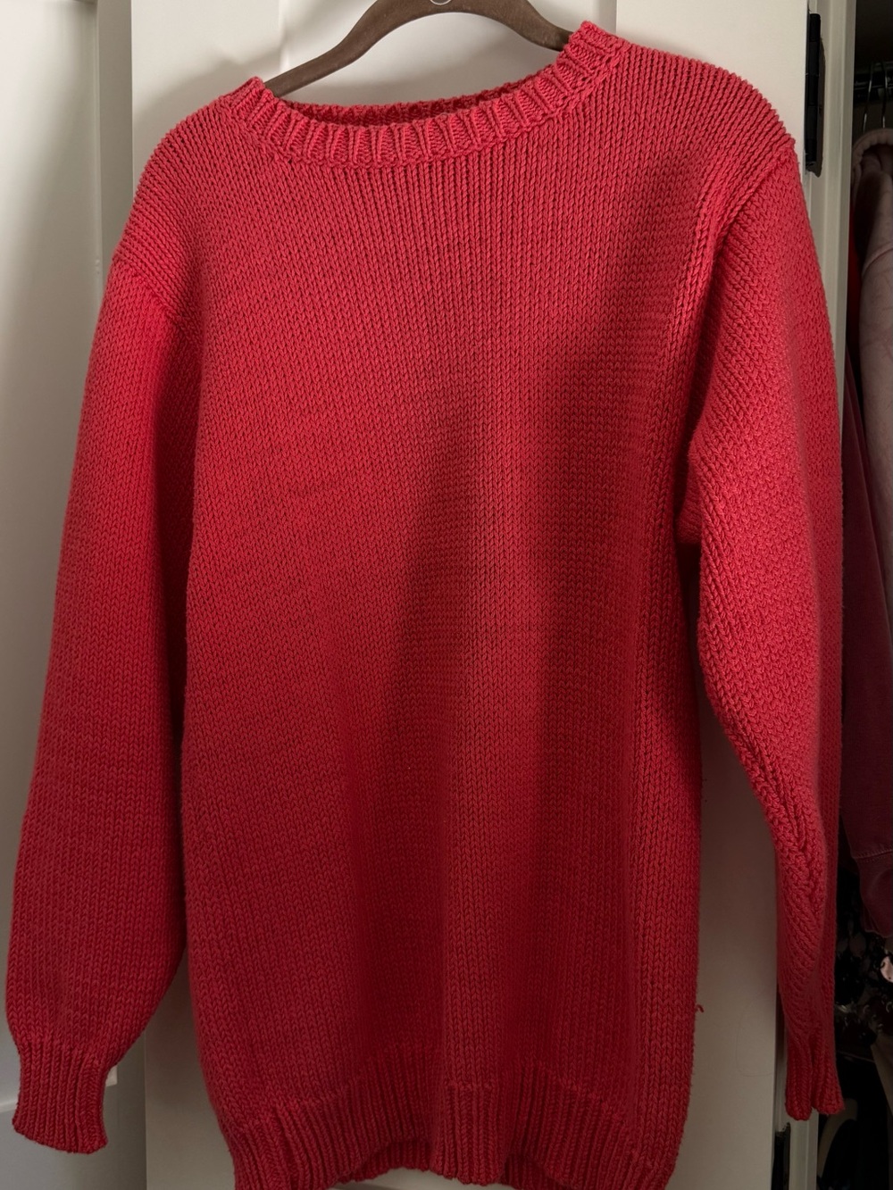 Women's Vintage Classic Oversized Coral Crewneck Sweater
